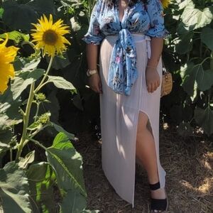 Dynamite Cream Wrap Around Skirt